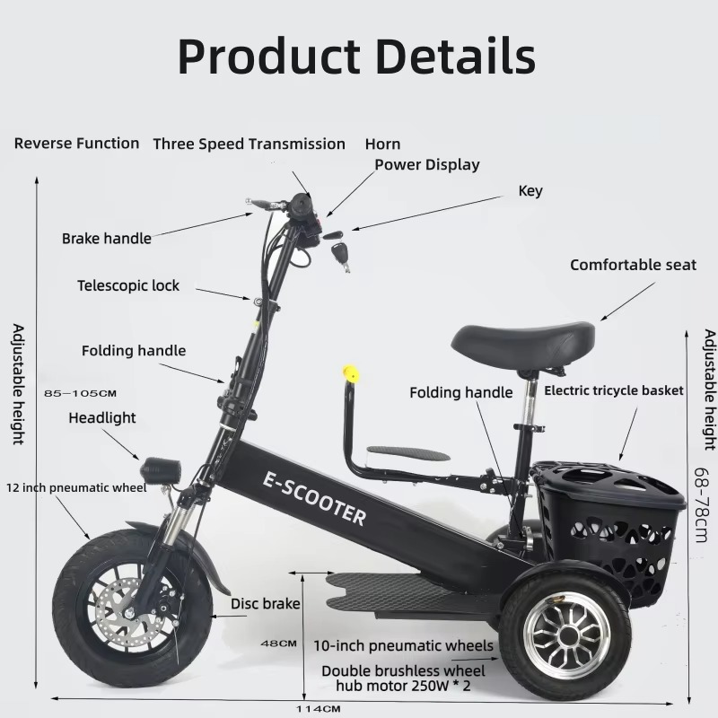 【2026】3 Wheel 2 Seats Folding  - đánh giá và giá Folding Electric Scooter