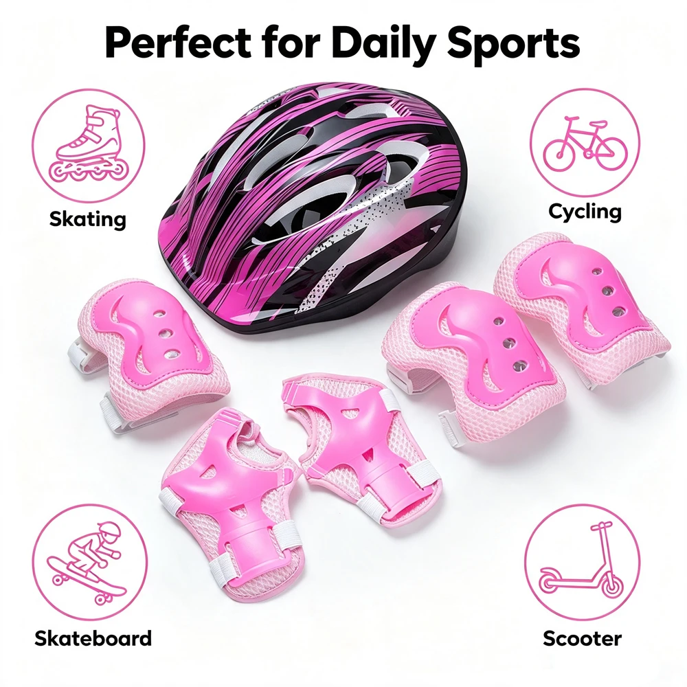 7-Piece Kids Bike Helmet Set w - đánh giá và giá Scooter Helmet Set